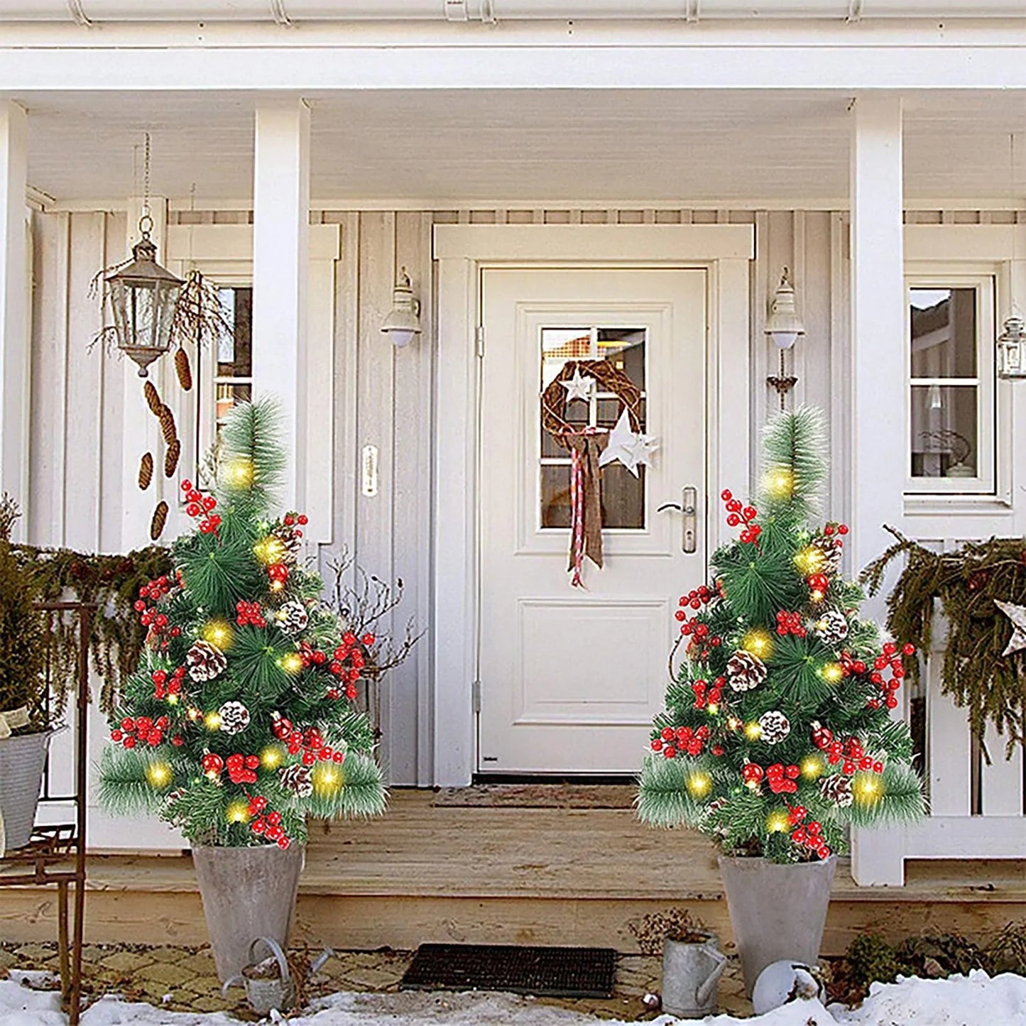 Lighted Premium XmasTrees WithLights OutdoorDecor ForPorchYard ChristmasDecor PorchGifting