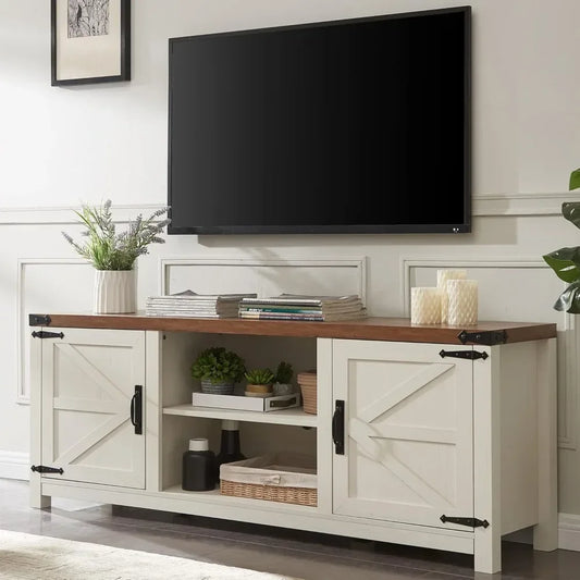 Guangbai Farmhouse TV Stand With Storage Cabinets