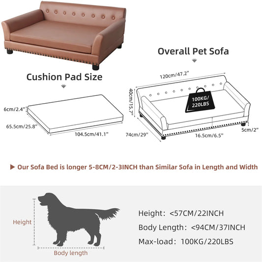 BORWARTC Heavy Duty Pet Sofa Cushioned Dog Bed Lounge