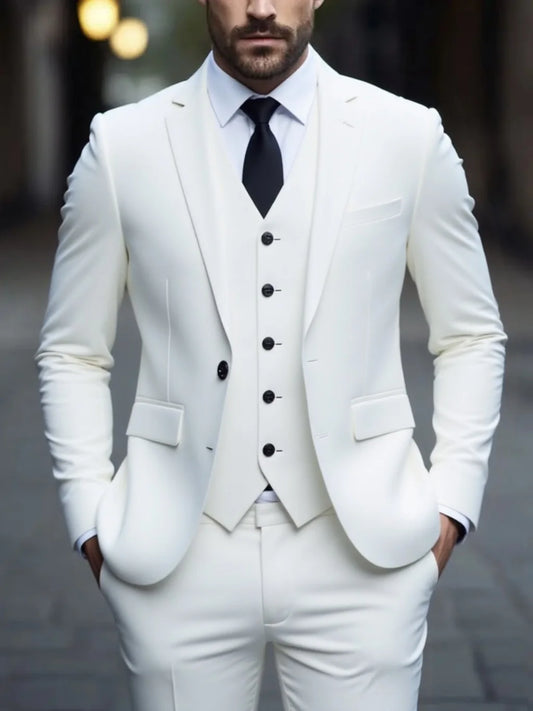 SongwejiECN Men Slim Fit ThreePiece Suit Anti Wrinkle