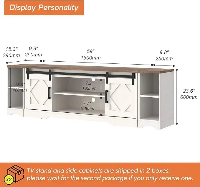 RBXC 3 In 1 Television Stand With Architectural Barn Door