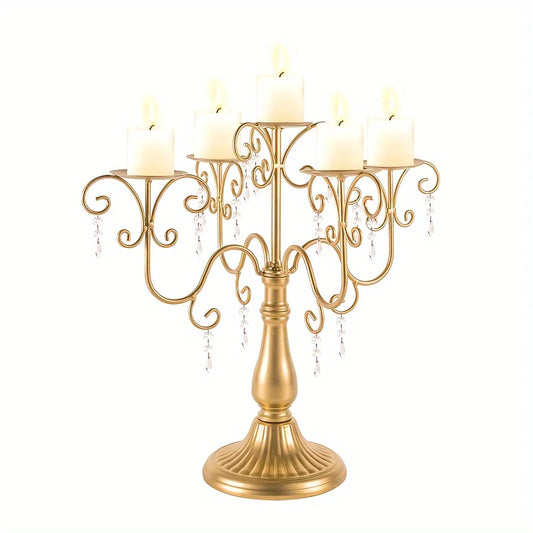 Modern Iron Five Arm Candle Holder Centerpiece For Decor
