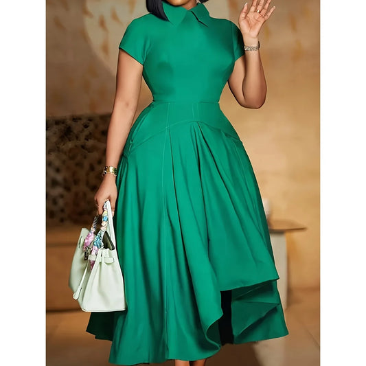 Craft Of Weaving Elegant O Neck Pleated Hem Dress Formal