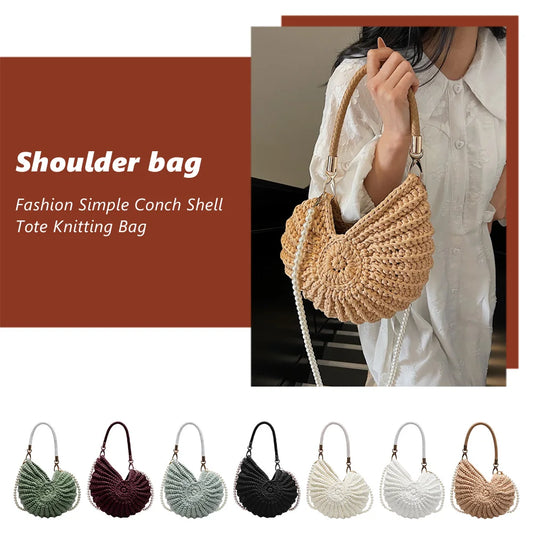 Seashell Handwoven Beach Evening Bag Pearl Strap Boho