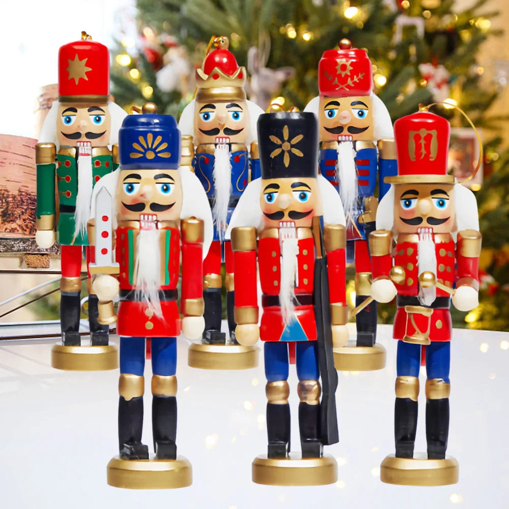 6 Pcs Puppet Soldier Christmas Nutcracker Ornament Christmas Ornament Wooden Nutcracker Puppet Soldier Party Decor for Xmas Gift