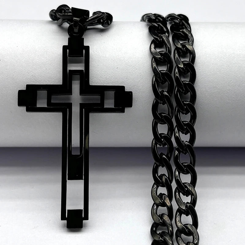 Hip Hop Cross Stainless Steel Pendant Necklace Unisex