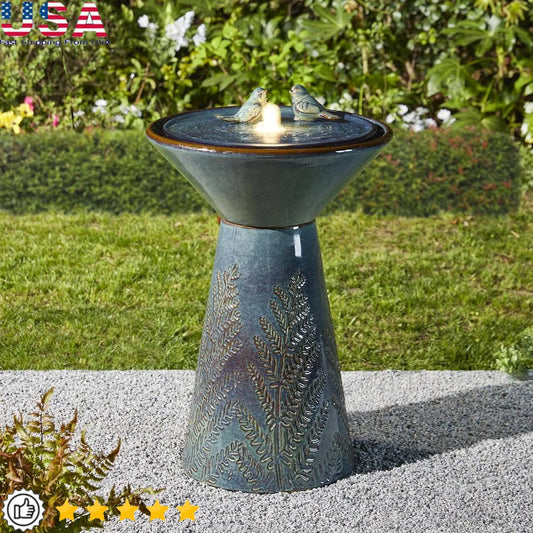 XMSJ Outdoor Ceramic Water Fountain With LED Light And Pump