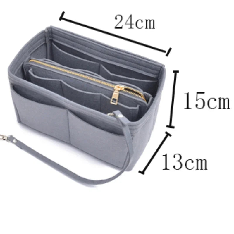Multifunctional Large Capacity Makeup Storage Bag Felt Cloth Liner Travel Insert Portable Bag in Bag Cosmetic Organizer