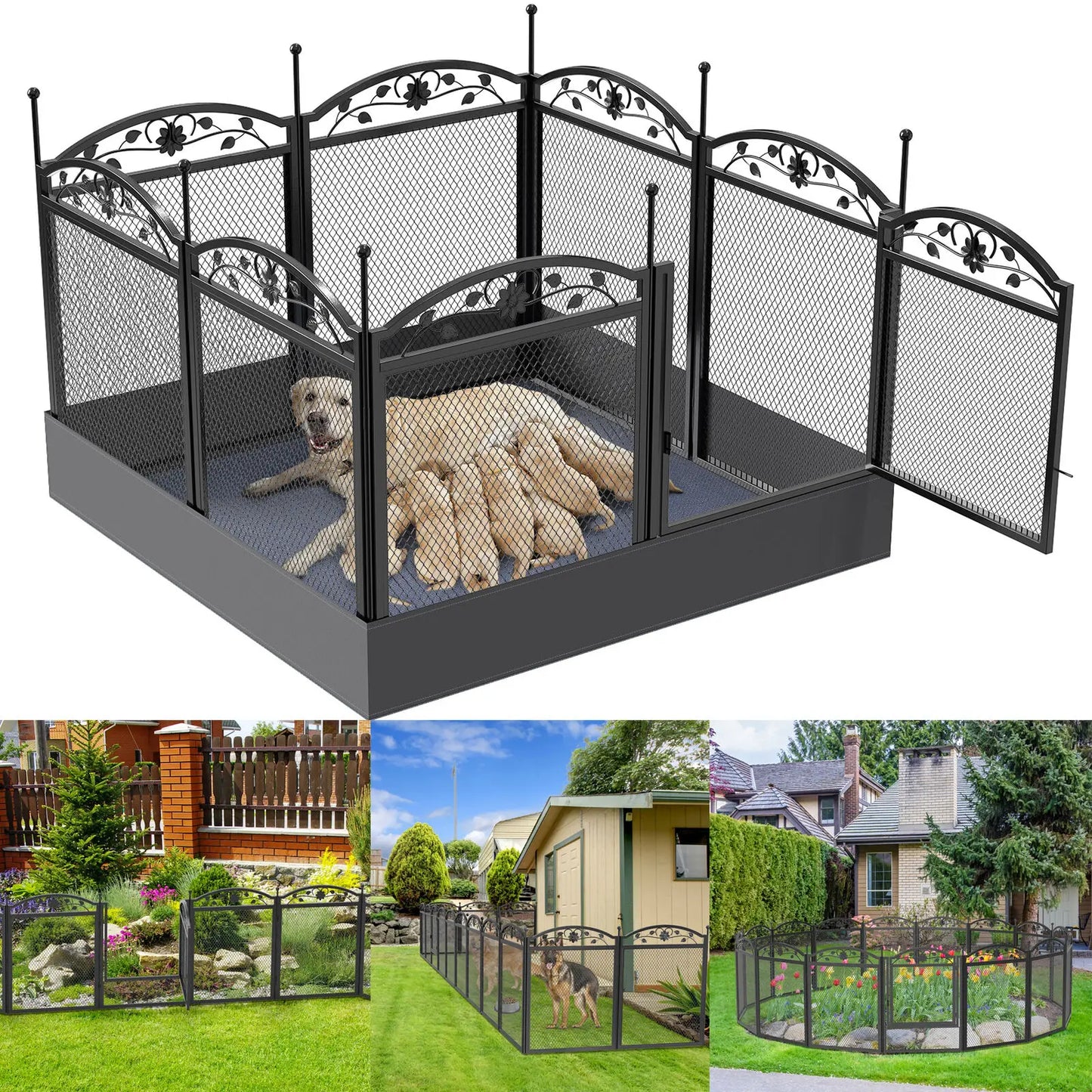 BINGOPA Dog Playpen 8 Panel Detachable Kennel Fence