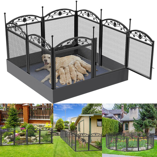 BINGOPA Dog Playpen 8 Panel Detachable Kennel Fence