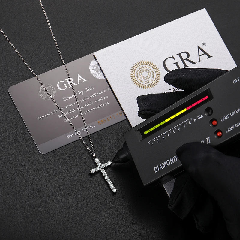 ICEOUTBOXCN Exquisite Fashion 925 Sterling Silver Moissanite Cross Pendant Necklace