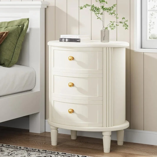 ANGDUO Farmhouse Nightstand With 3 Drawers Bedside Table