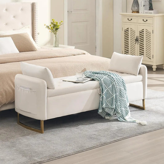 Angduo Velvet Storage Ottoman Bench With Tufted Upholstery