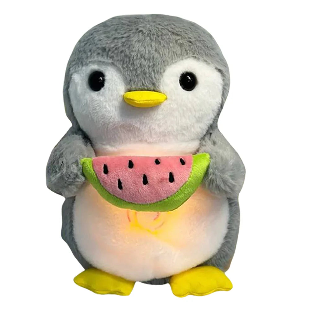 Cute Penguin Stuffed Animal Baby Sound Machine with Music Lights Rhythmic Breathing Motion Comfort Doll Xmas Gifts for Newborns