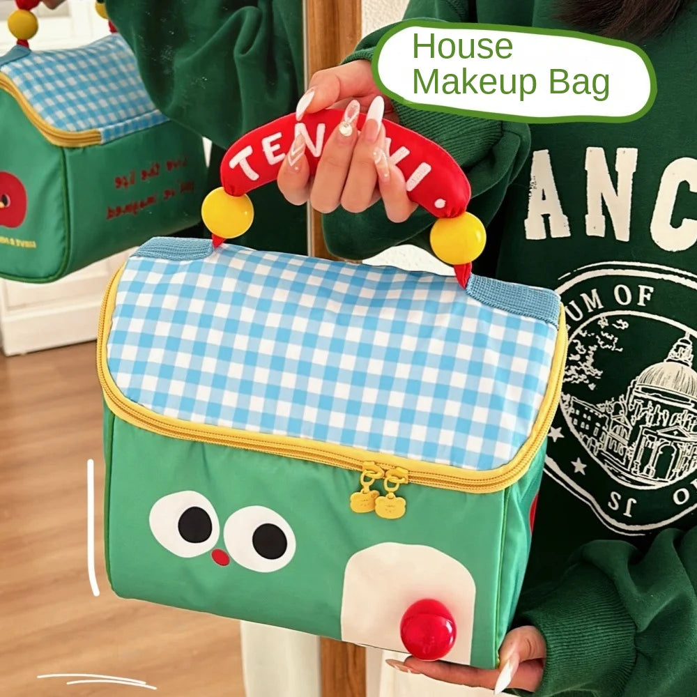 Cute Cottage Makeup Bag Large Capacity Multifunctional Fresh-Keeping Insulated Lunch Box Bag Handbag Beauty Bag