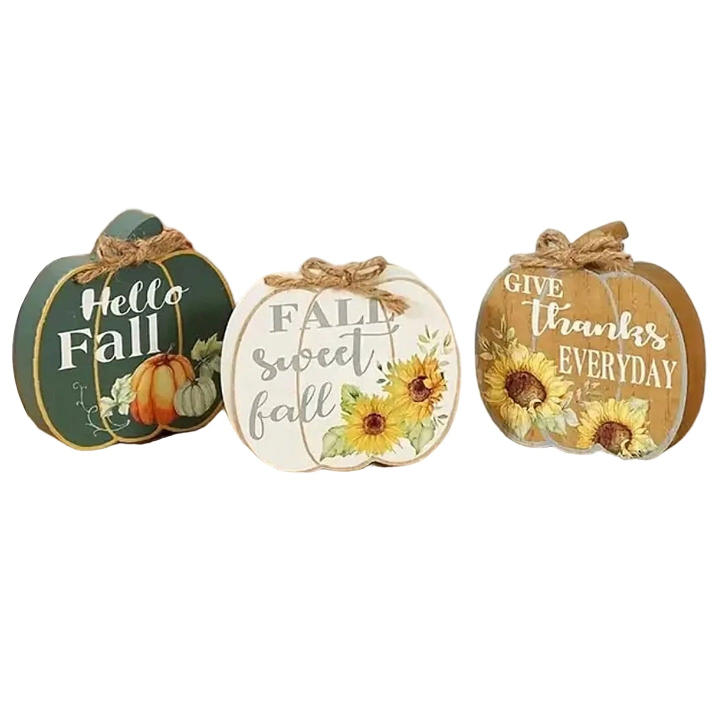 Set of 4 Harvest Season Wooden Signs Autumn Leaves Acorn Table Centerpiece Thanksgiving Home Decorations
