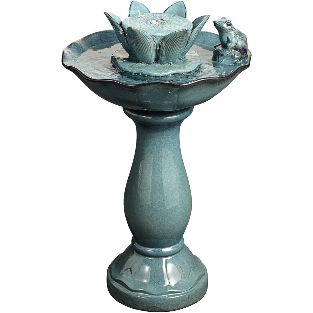 Lamps Plus Pleasant Pond Frog Ceramic Floor Fountain