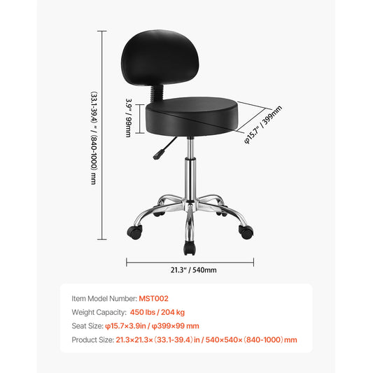 VEVOR Rolling Stool With Wheels For Salon Spa Tattoo Clinic