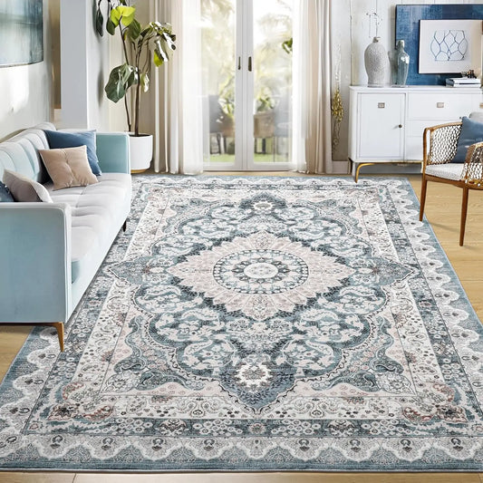 Noahas Living Room Area Rug Non Slip Machine Washable