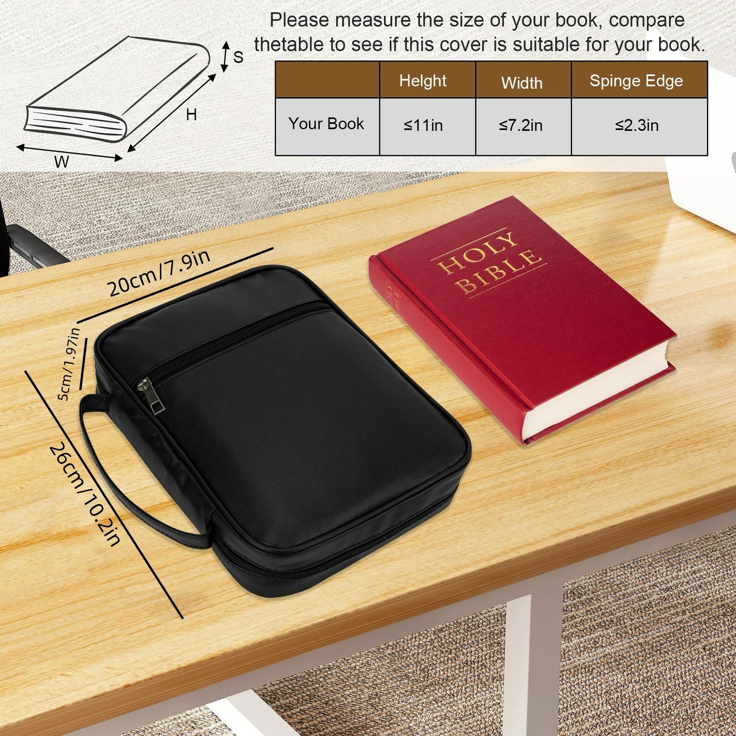 AnhuiChoice Antidisestablishmentarianism Durable Leather Bible Cover Zippered Travel