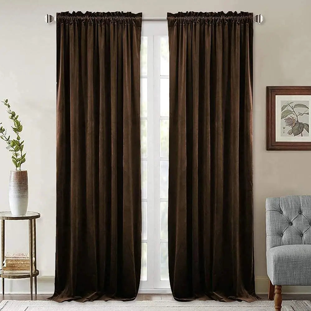 High-concerned Velvet Fall Curtains Thermal Insulated Room Darkening Window Treatments