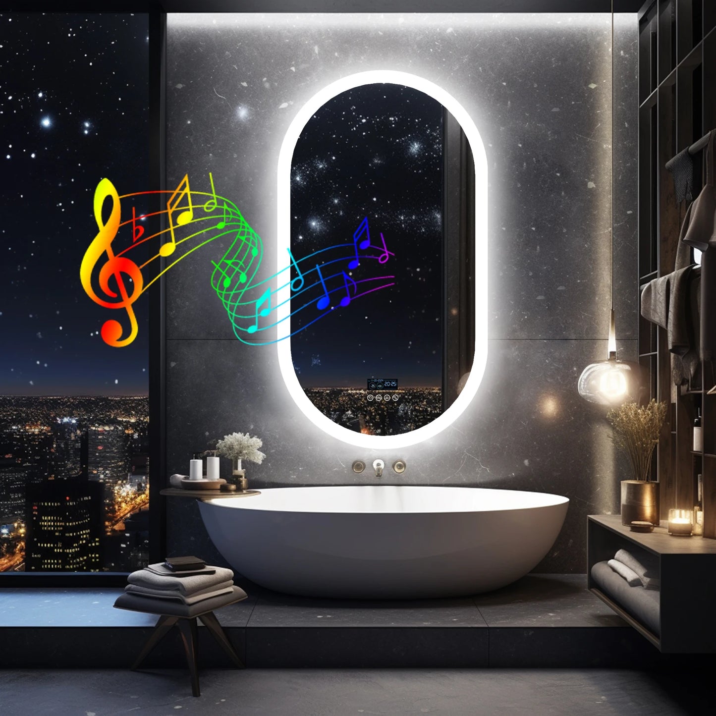 Luvodi Led Bluetooth Vanity Mirror With Time Display