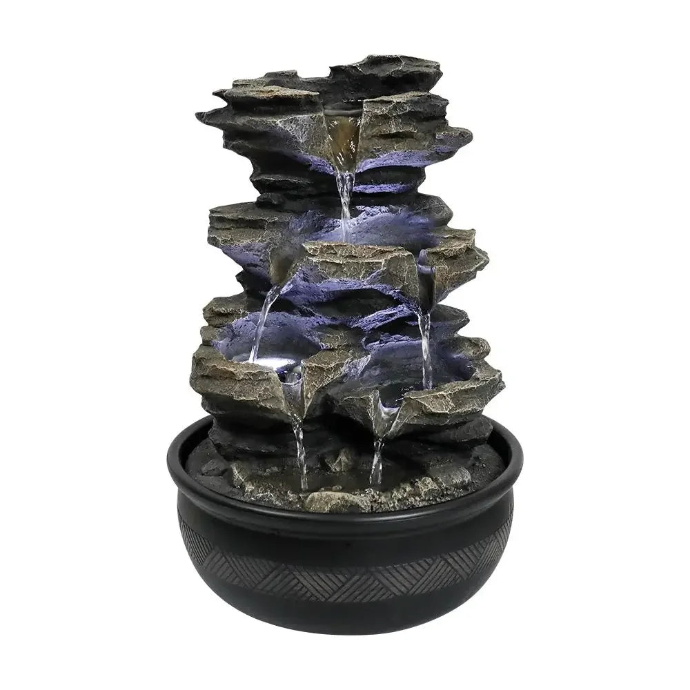 Hignconcerned Rock Cascading Tabletop Fountain LED Light