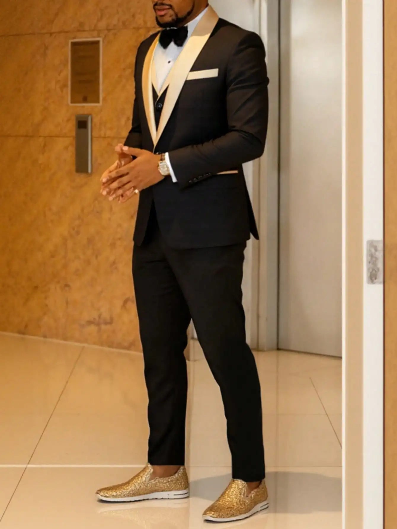 CN Jiangsu Men 3 Piece Tuxedo Suit Slim Blazer Vest Pants