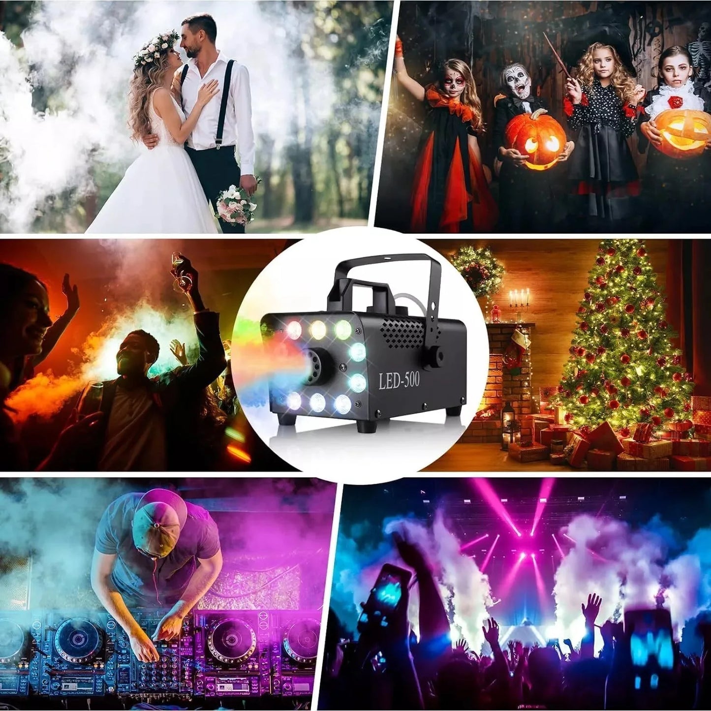 Fog Machine With LED Lights 500W 2000CFM DMX Effects