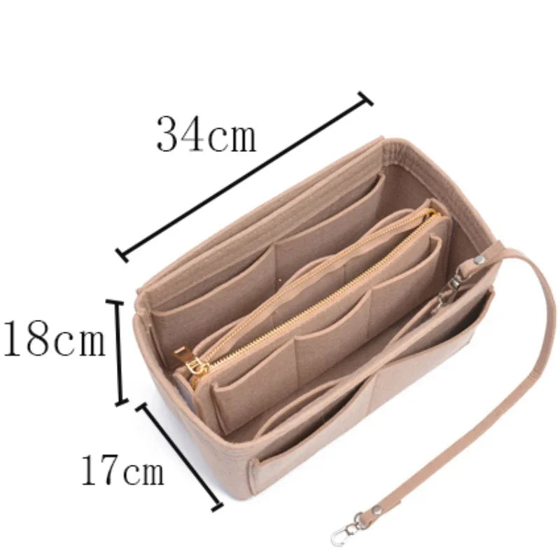 Multifunctional Large Capacity Makeup Storage Bag Felt Cloth Liner Travel Insert Portable Bag in Bag Cosmetic Organizer