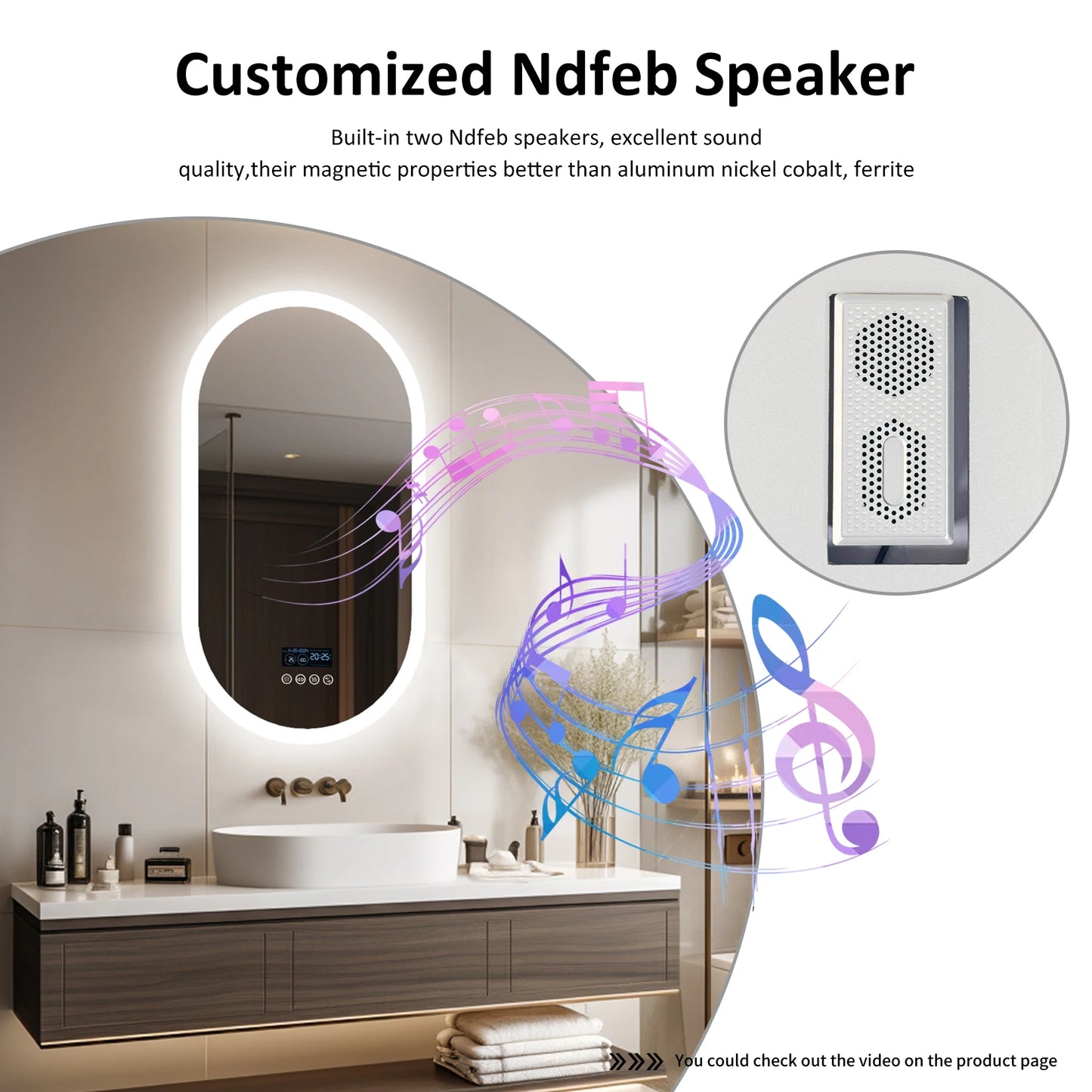 Luvodi Led Bluetooth Vanity Mirror With Time Display