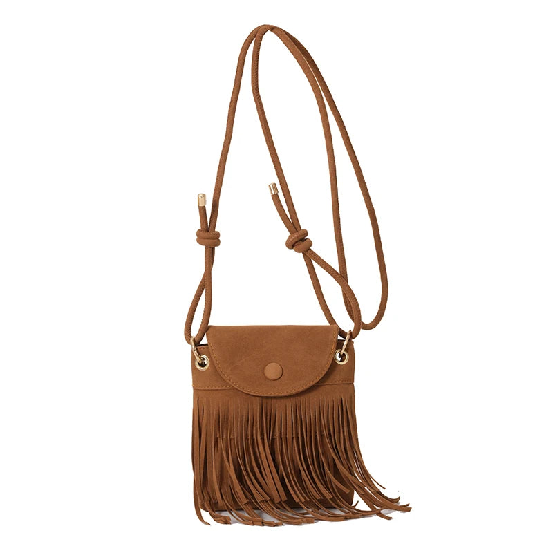 Mojoyce Fringe Design Crossbody Bag Tassel Adjustable Strap