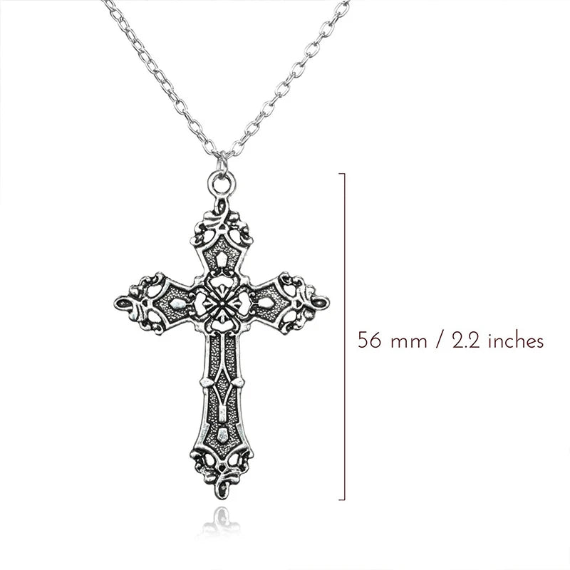 Faitolagi Gothic Zircon Cross Necklace Unisex Pendant Jewelry