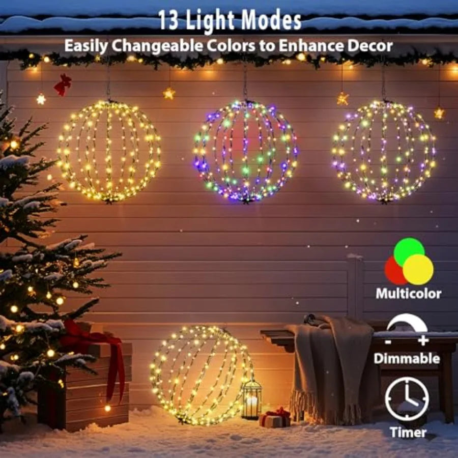 Outdoor Christmas Light Balls Solar Hanging 176 Led