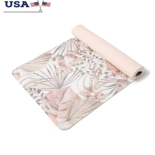 DUTRIEUX Vegan Suede Yoga Mat with Floral Design for Workouts