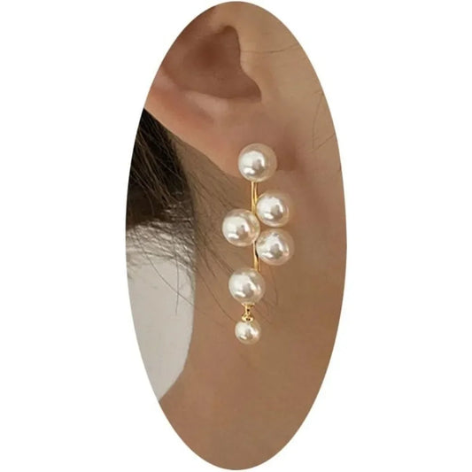 Long Freshwater Pearl Drop Dangle Earrings Boho Gold Plated