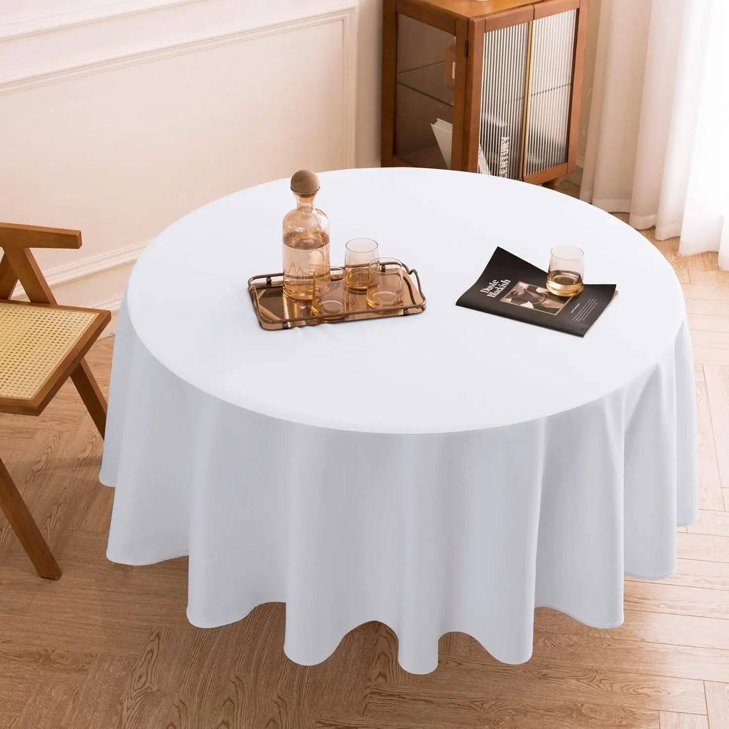 XMSJ Round Tablecloth For Dining Tables Decorative Linen