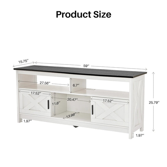 Premium TV Stand With Storage Cabinet And Open Shelves