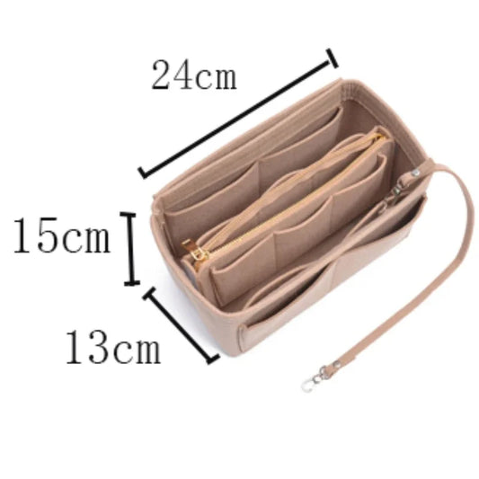 Multifunctional Large Capacity Makeup Storage Bag Felt Cloth Liner Travel Insert Portable Bag in Bag Cosmetic Organizer