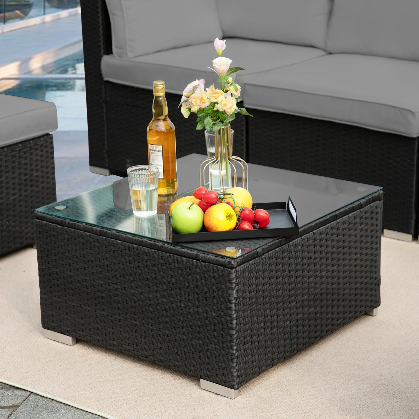 Naga Bahna Weatherproof Outdoor Woven Rattan Wicker Conversation Sectional Cushions