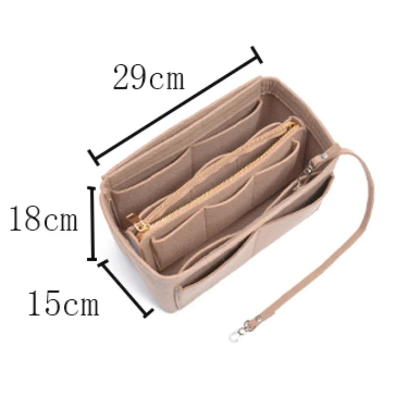 Multifunctional Large Capacity Makeup Storage Bag Felt Cloth Liner Travel Insert Portable Bag in Bag Cosmetic Organizer