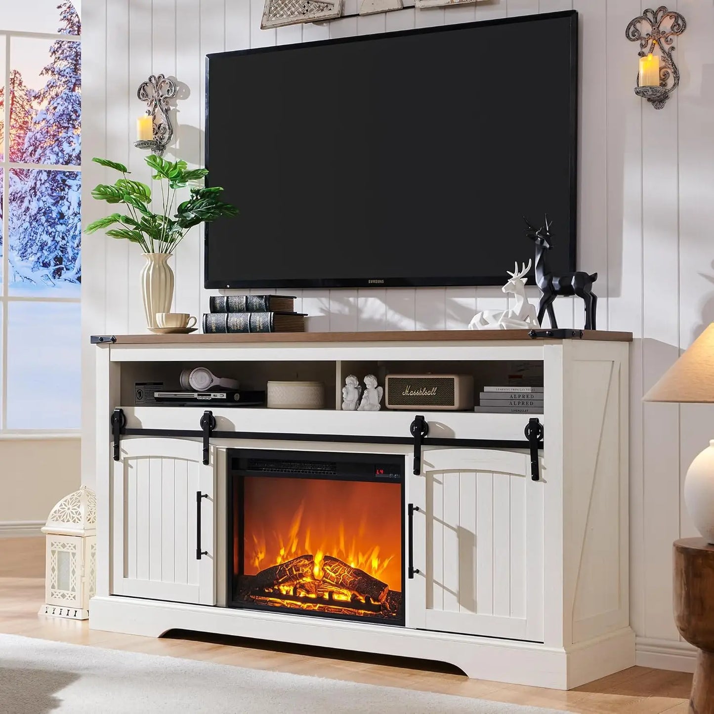 Huanzhuang Farmhouse Fireplace TV Stand Entertainment