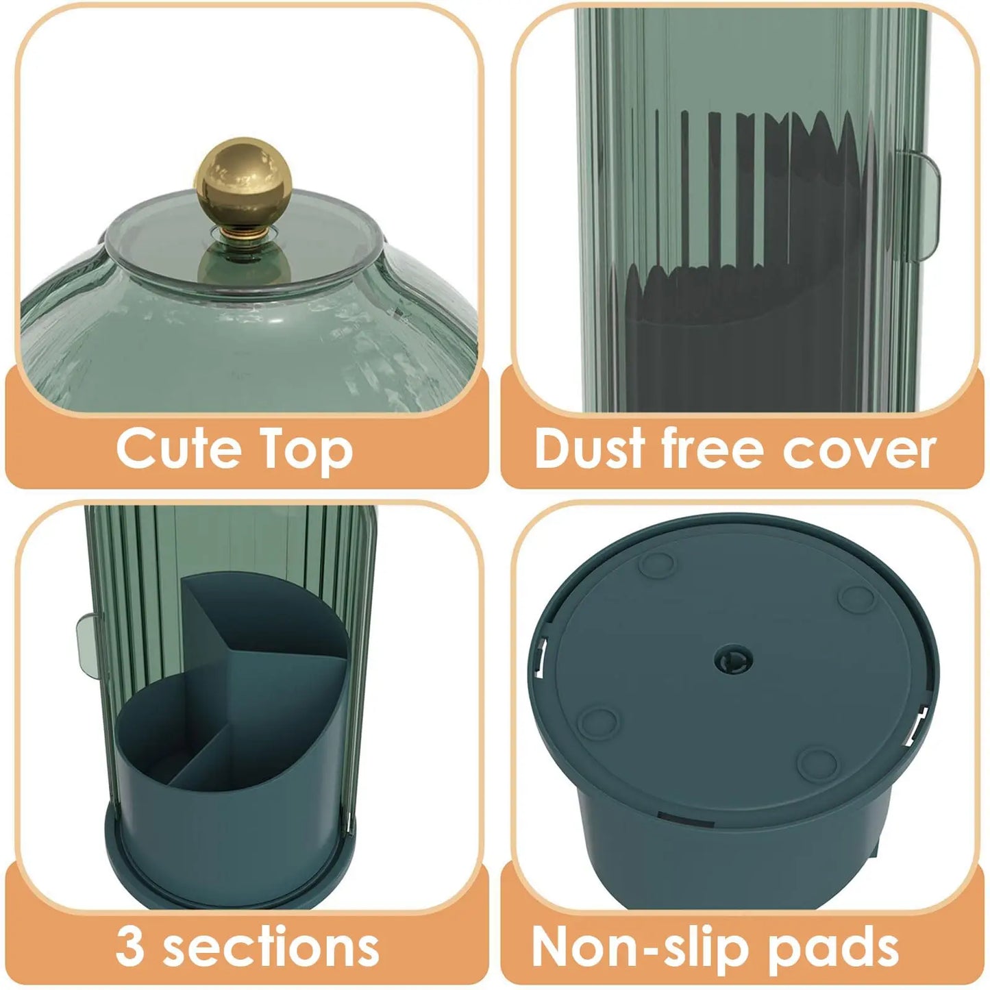 Hign-concerned Rotating Makeup Brush Holder With Lid