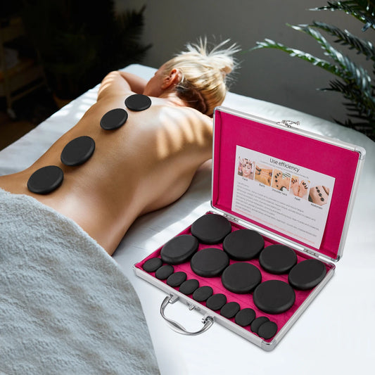 Color Hot Stones Massage Set with Heater for Relaxation Therapy