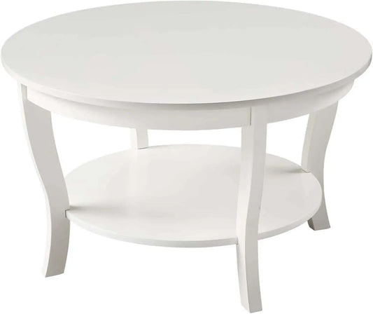 XMSJ Round Coffee Table with Storage Shelf for Living Room