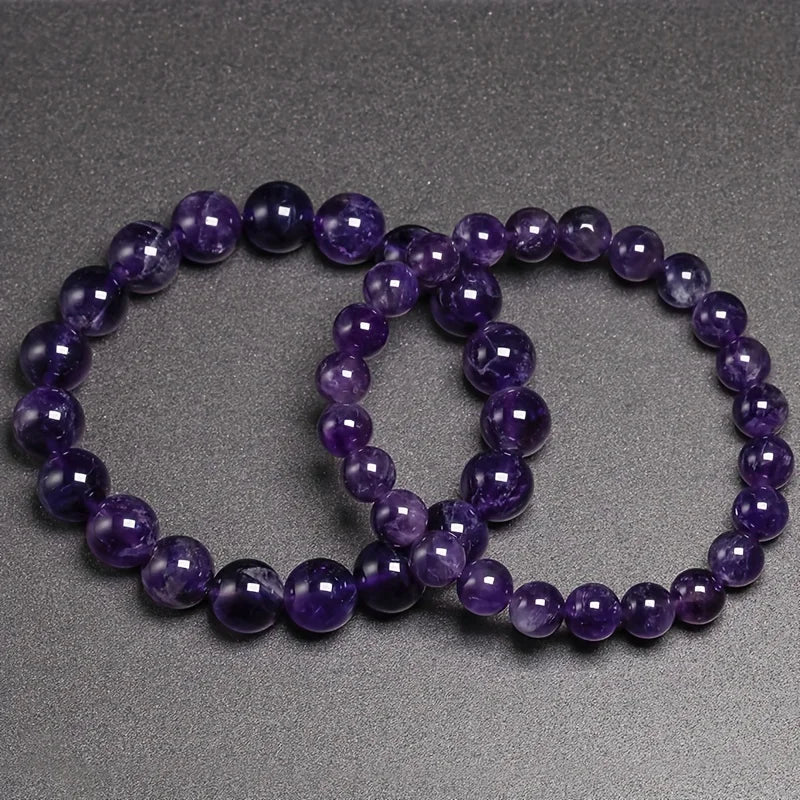 5A Natural Amethyst Bracelet Women Couple Natural Stone Bracelet Purple Quartz Bracelets 6 8 10mm Bead Men Bangles Jewelry Gifts