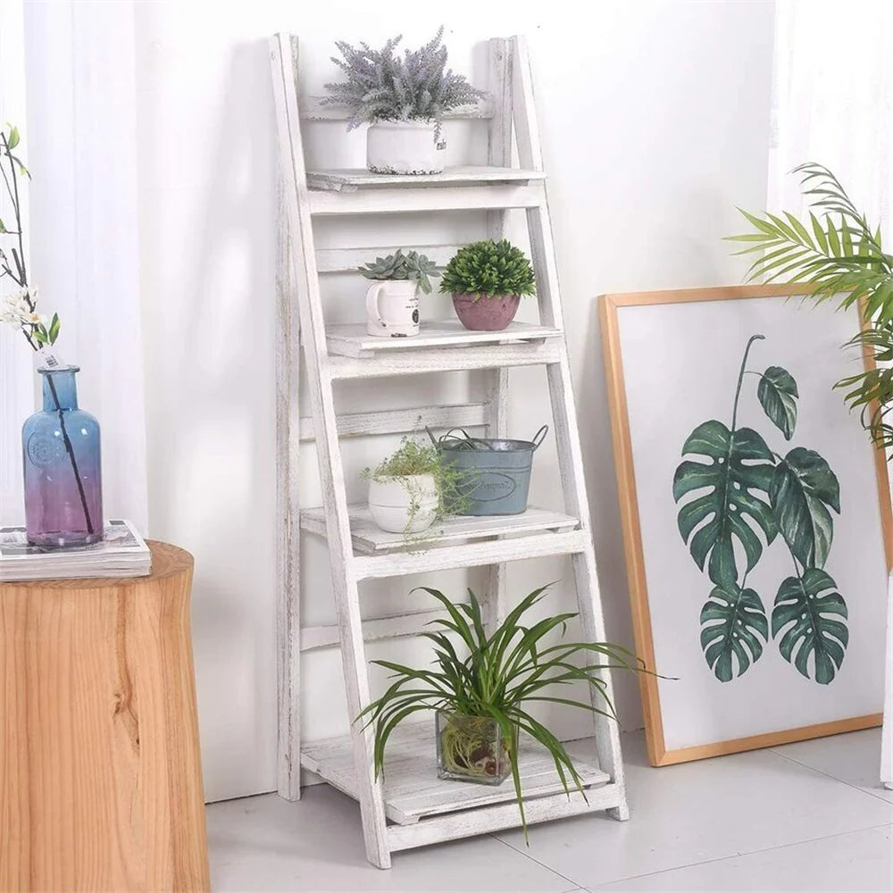 Hign-concerned 4 Tier Wooden Plant Stand For Indoor And Outdoor Flower Pots Display Shelf