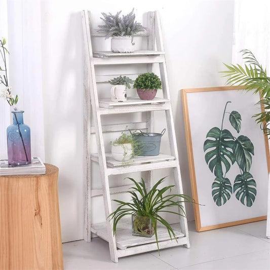 Hign-concerned 4 Tier Wooden Plant Stand For Indoor And Outdoor Flower Pots Display Shelf