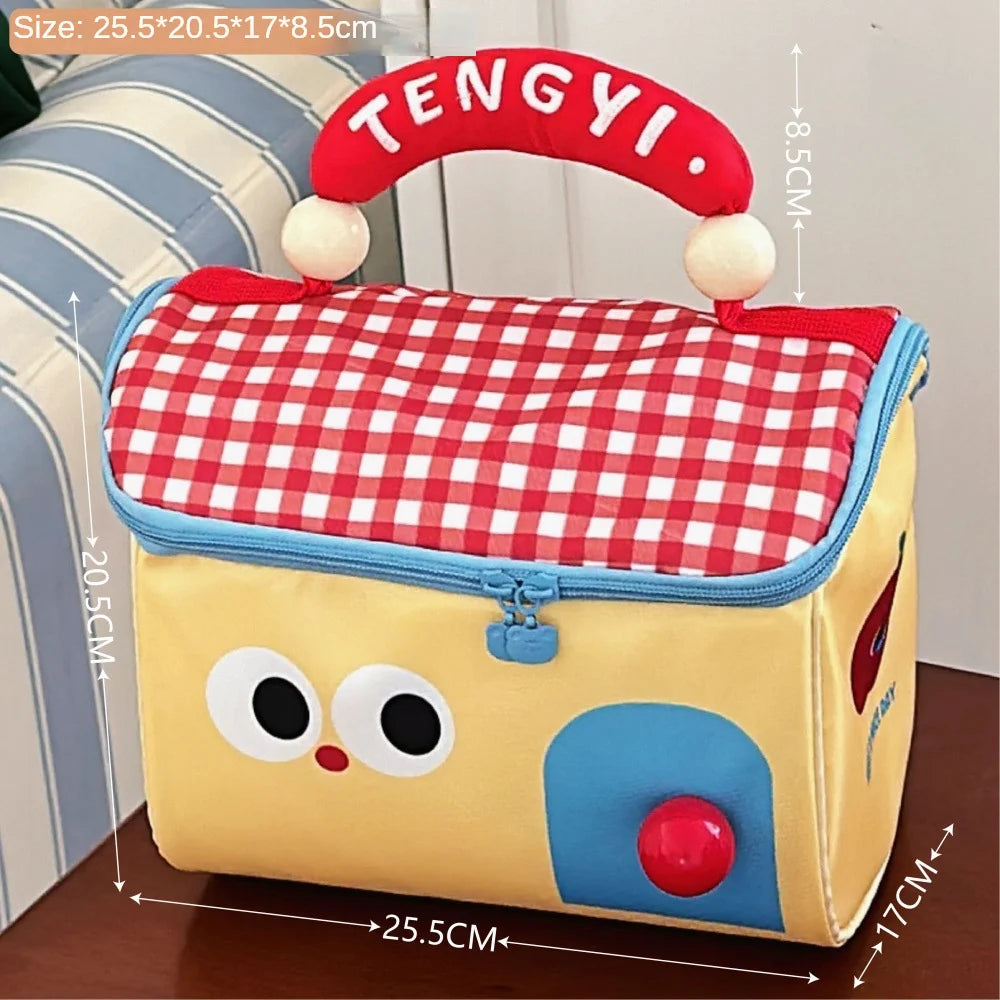 Cute Cottage Makeup Bag Large Capacity Multifunctional Fresh-Keeping Insulated Lunch Box Bag Handbag Beauty Bag