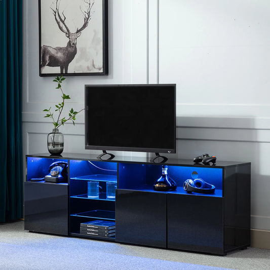 Cheervilla Modern TV Stand High Gloss Adjustable Shelves